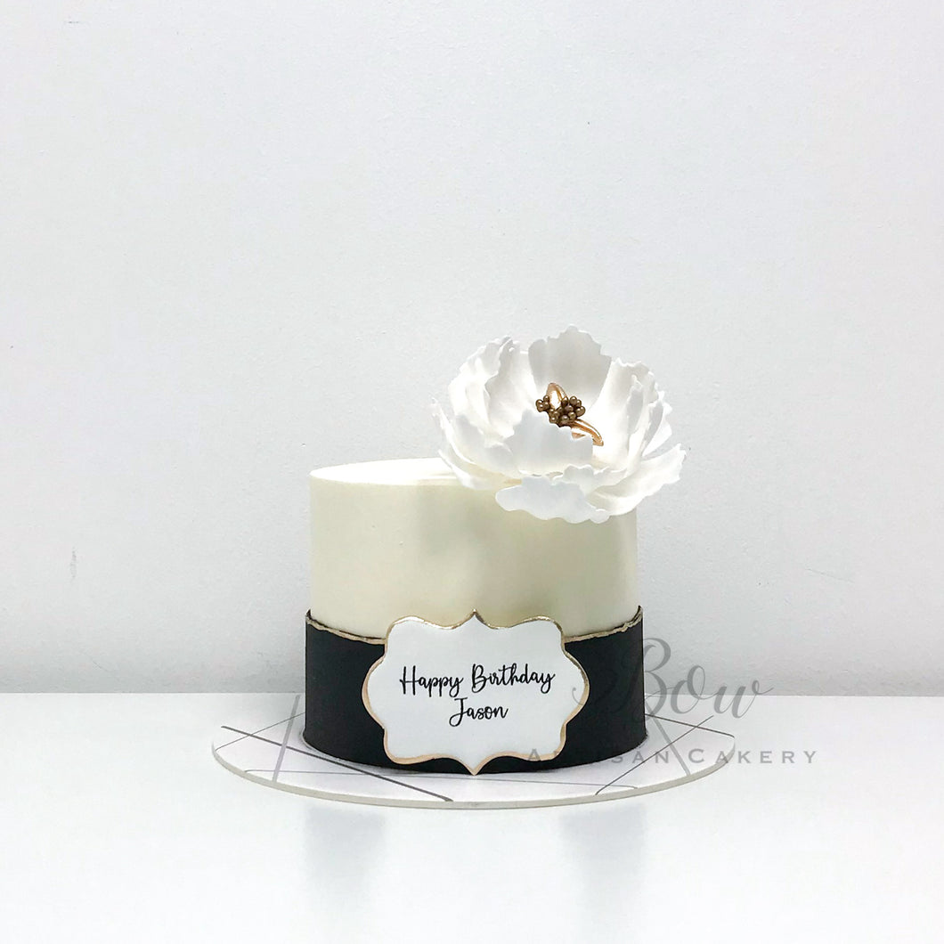 B&W Peony Semi Fault Line Cake