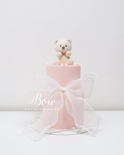 The Mini Teddy Cake with a Bow [Petite Two Tier]
