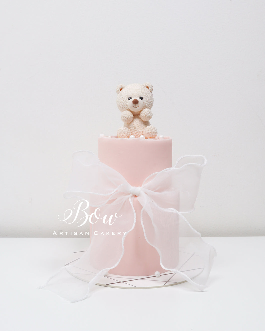 The Mini Teddy Cake with a Bow [Petite Two Tier]