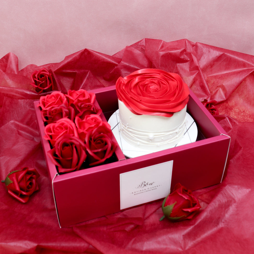 The RED Rosette Cake & Flower Box
