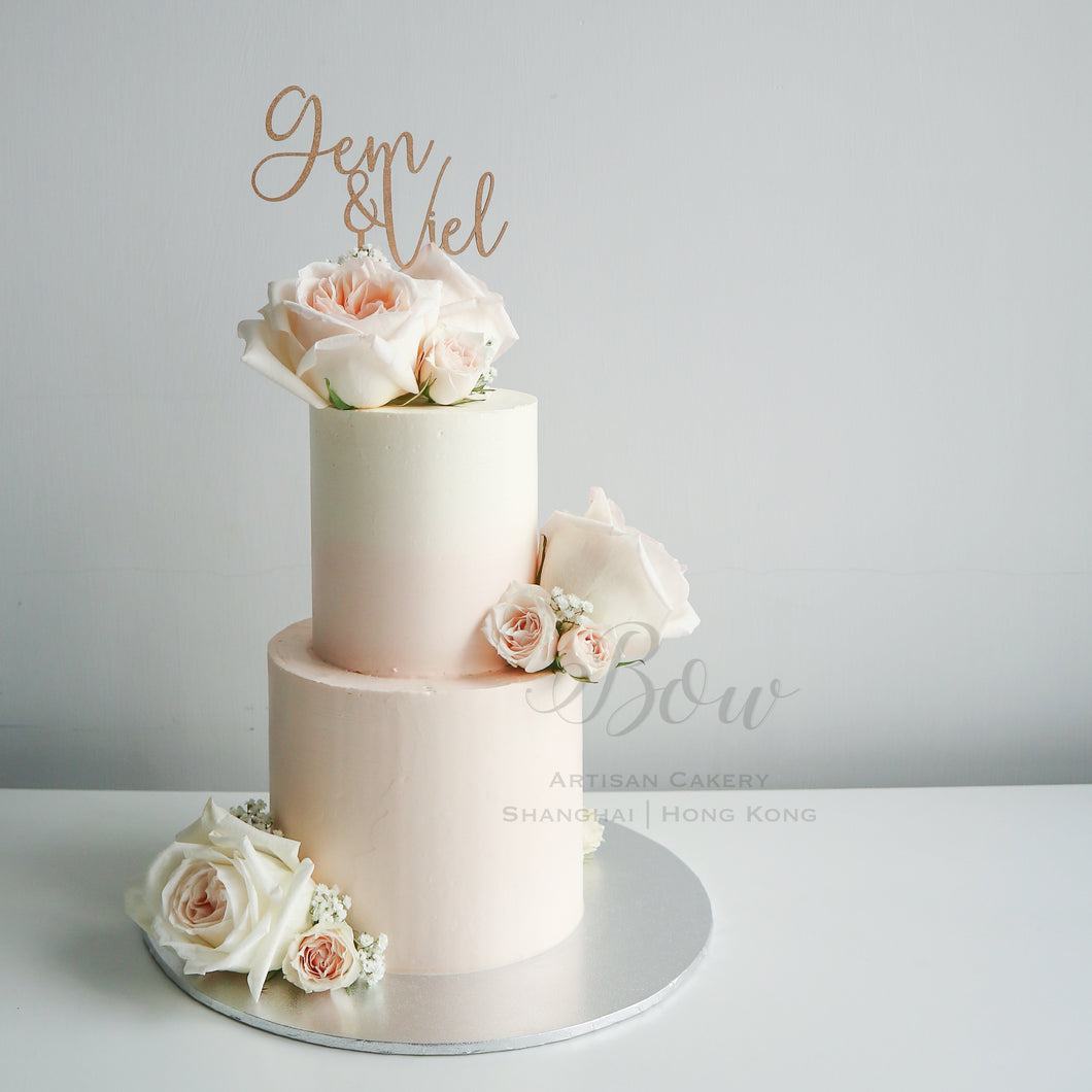 3 Tier Grey And Pink Lace Wedding Cake | Susie's Cakes