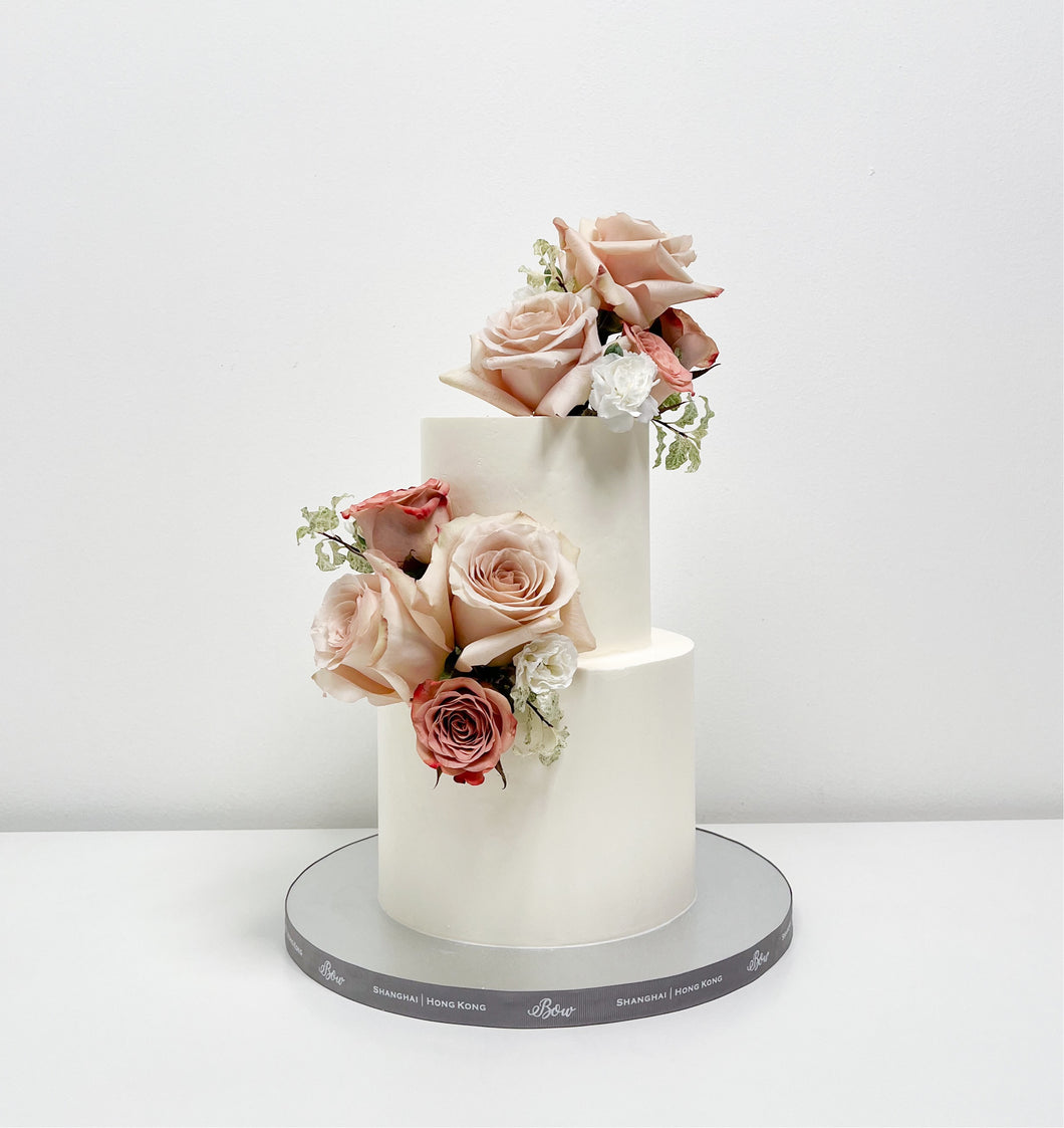 Antique Roses Wedding Cake [Two Tier]