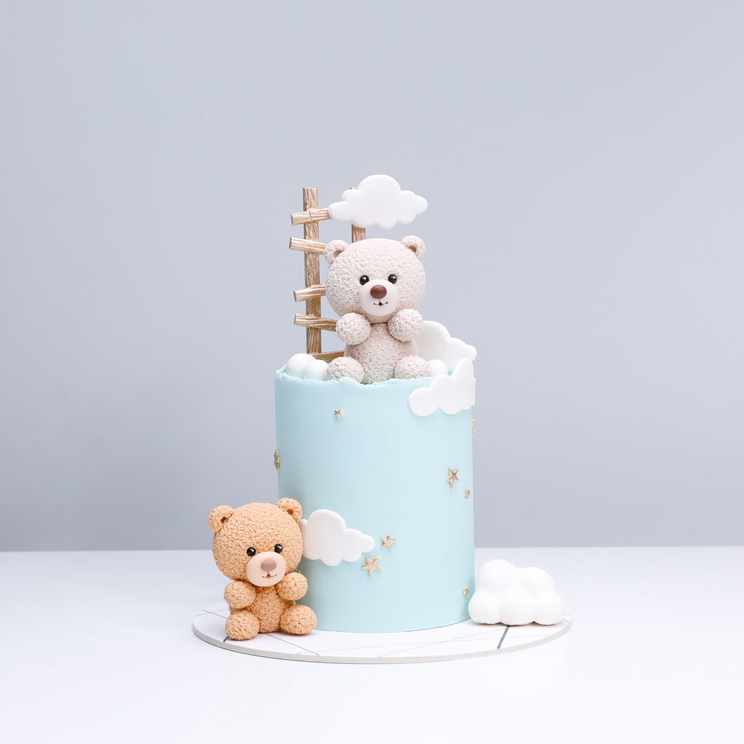 Duo Teddy Bears & Ladder with Clouds