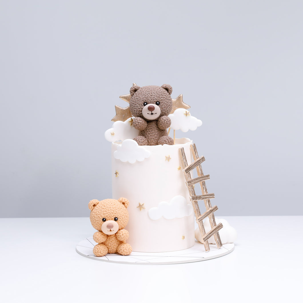 Duo Teddy Bears & Ladder with Stars & Clouds