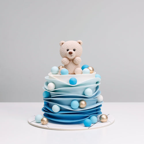Baby Blue Ruffles with White Teddy Bear