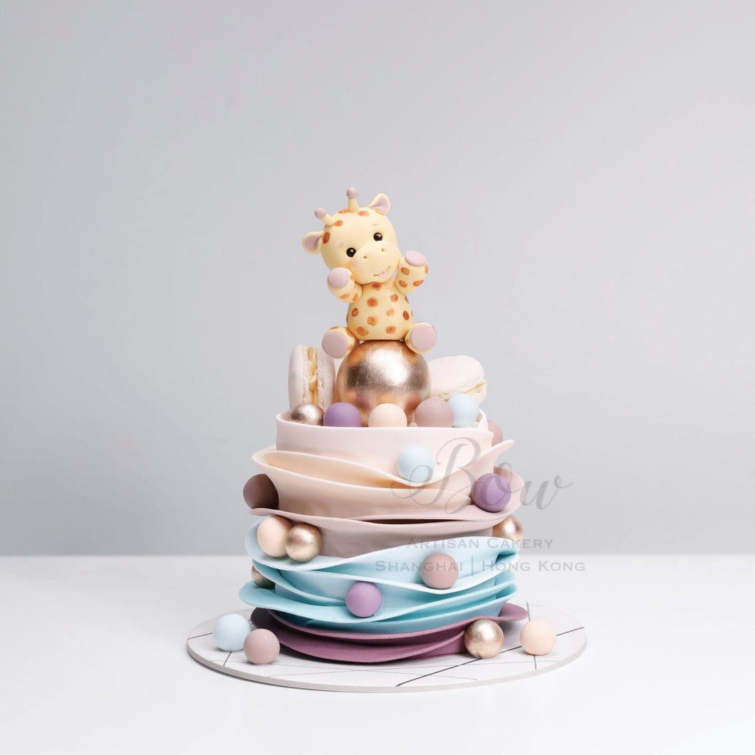 Colorful Ruffles Cake with Baby Giraffe | BOW Artisan Cakery | Customized Cake | Hong Kong
