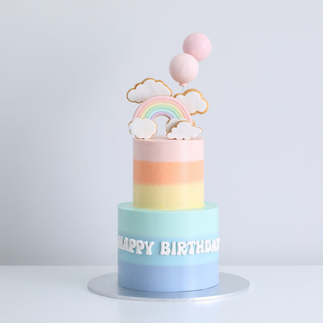 Two-Tier Rainbow, Clouds & Balloons