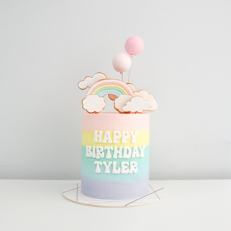 Pastel Rainbow, Clouds & Balloons